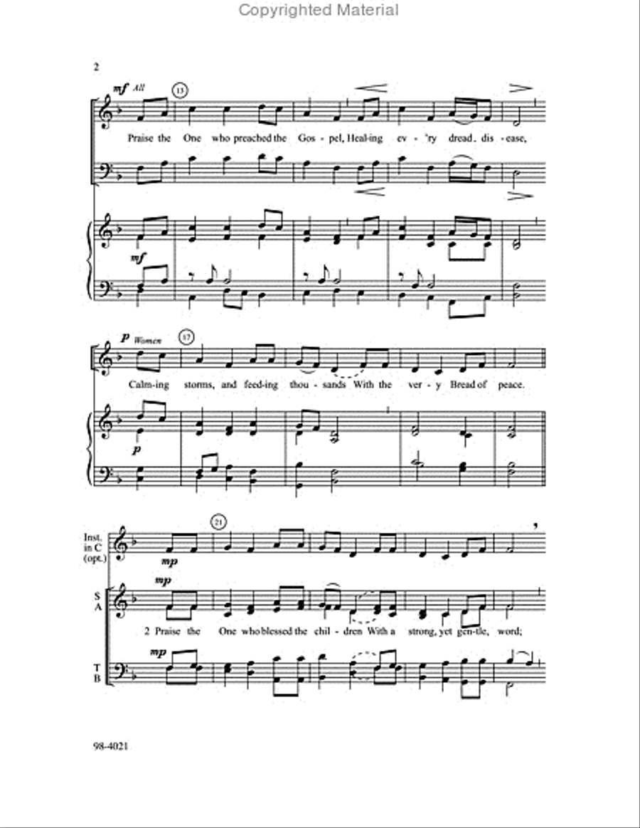 Praise the One Who Breaks the Darkness (Bobb) 4-Part scores gallery preview page 3