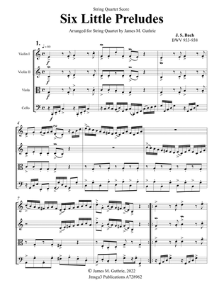 Bach: Six Little Preludes BWV 933-938 for String Quartet