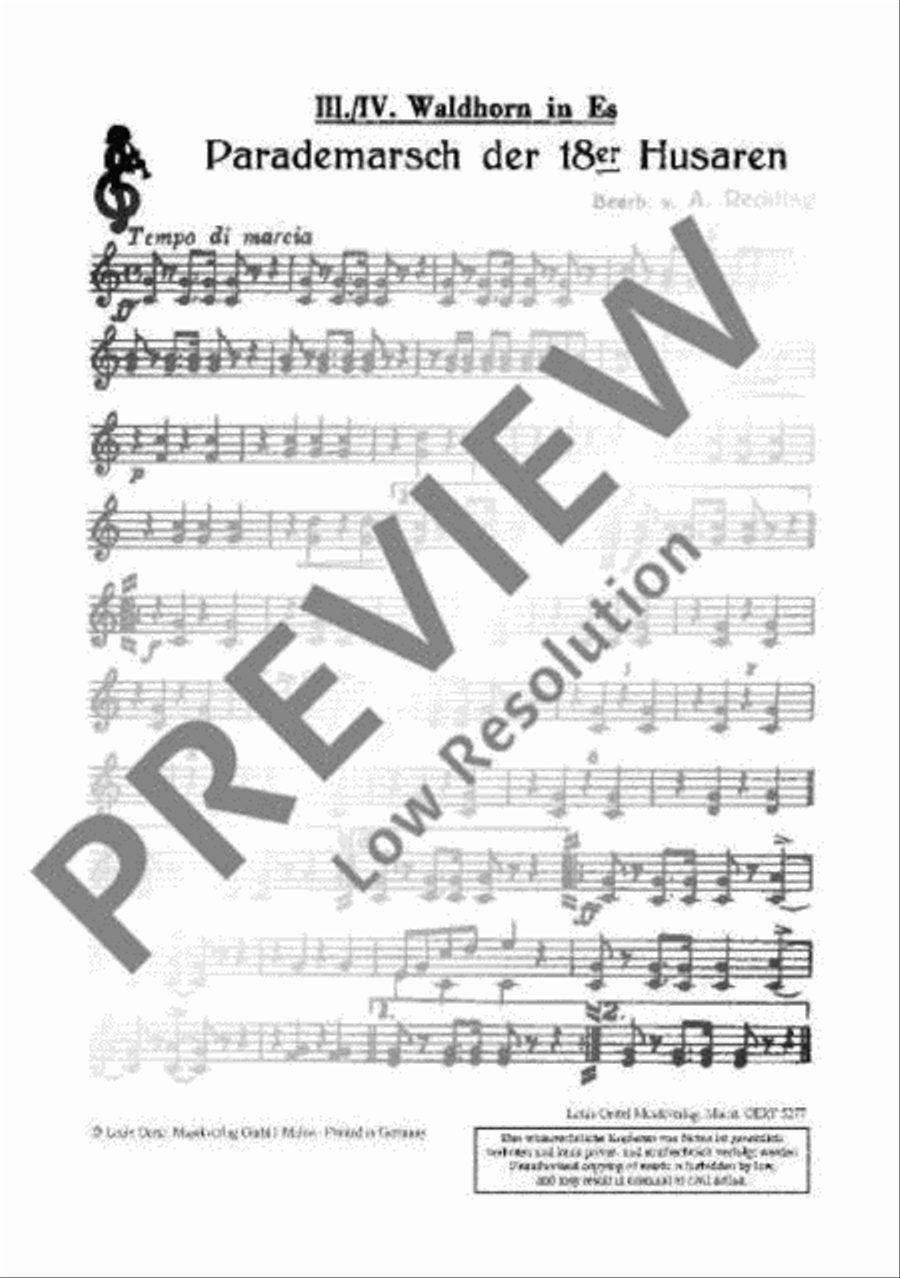 Parademarsch der 18er Husaren Concert Band scores gallery preview page 12