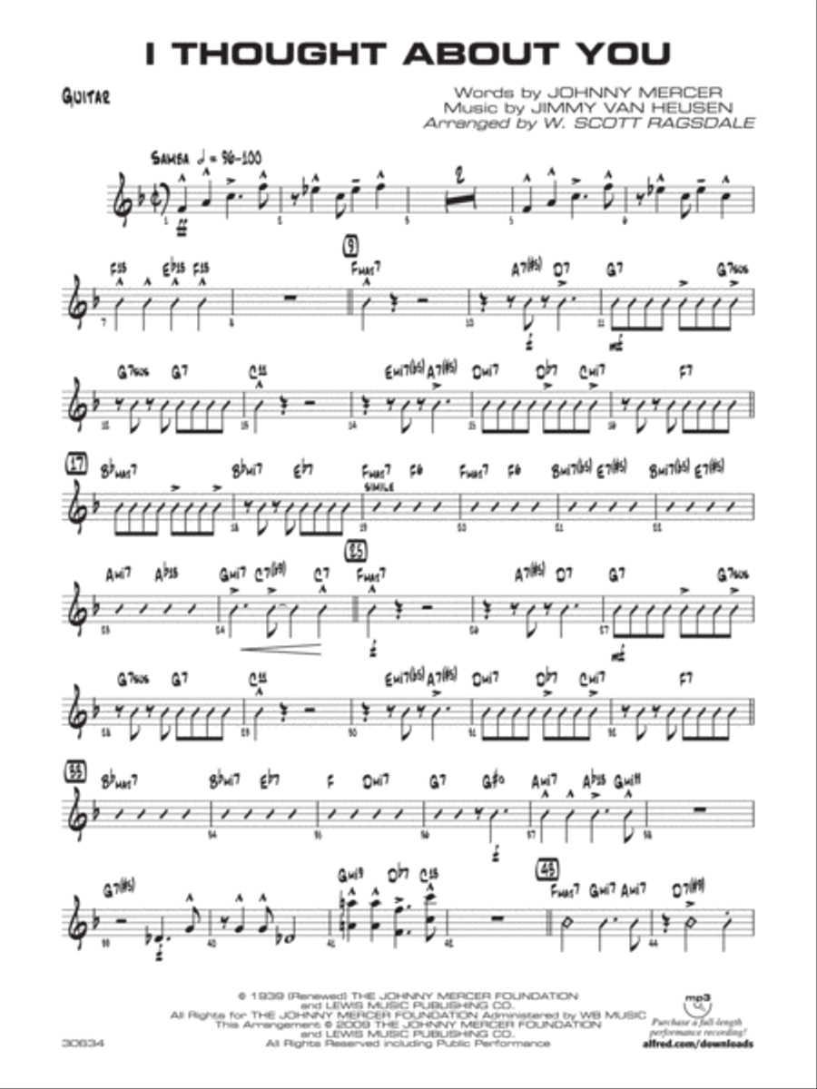I Thought About You: Guitar Jazz Ensemble scores gallery preview page 1