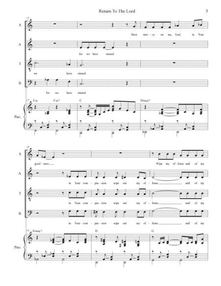 Return To The Lord (Vocal Quartet - (SATB) image number null