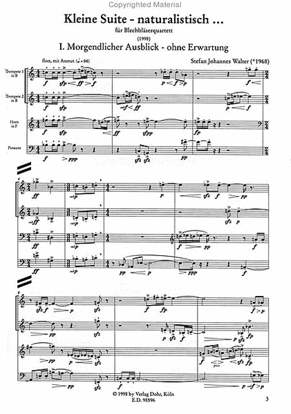 Kleine Suite - naturalistisch ... für Blechbläserquartett (2 Trompeten, Horn und Posaune) (1998)