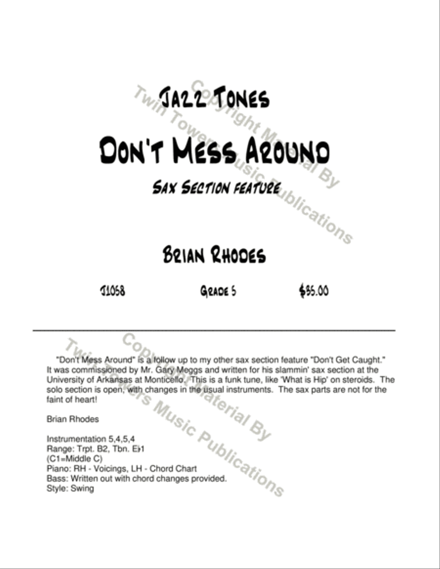 Don't Mess Around Don't Mess Around Jazz Ensemble scores gallery preview page 2