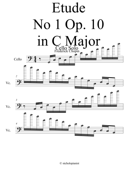 Etude No. 1 Op 10. Cello Solo image number null