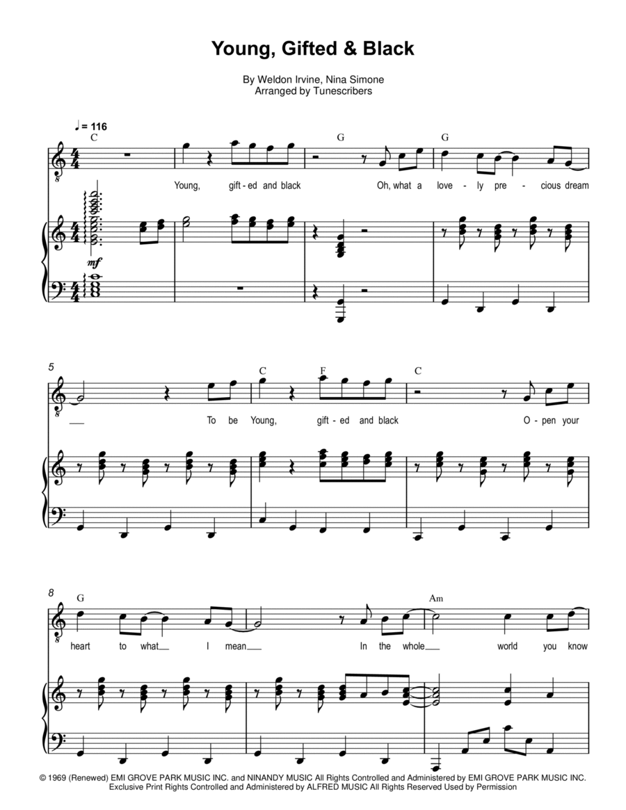 Young, Gifted & Black Voice scores gallery preview page 1
