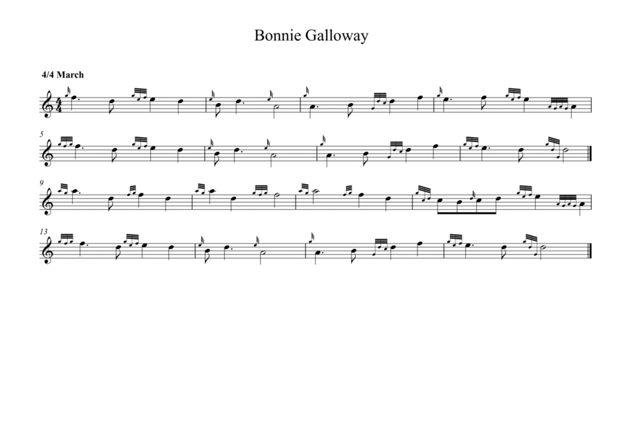 Bonnie Galloway For Bagpipes Bagpipe scores gallery preview page 1