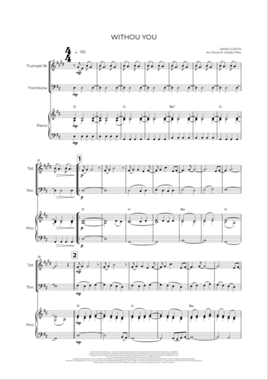 Without You Without You Brass Duet scores gallery preview page 2