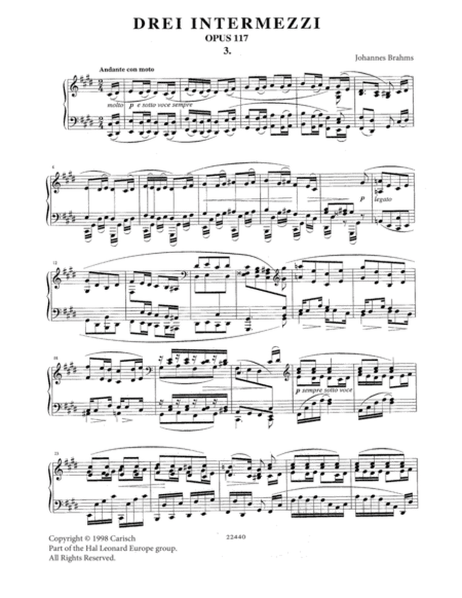 Intermezzo in C Sharp Minor Op. 117 No. 3