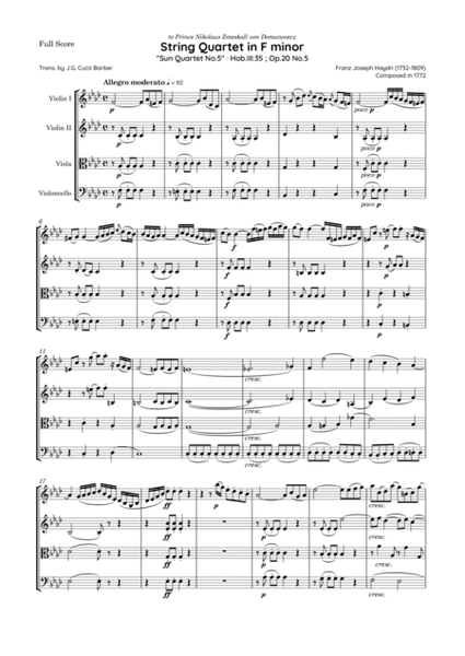 Haydn - String Quartet in F minor, Hob.III:35 ; Op.20 No.5 · "Sun Quartet No.5"