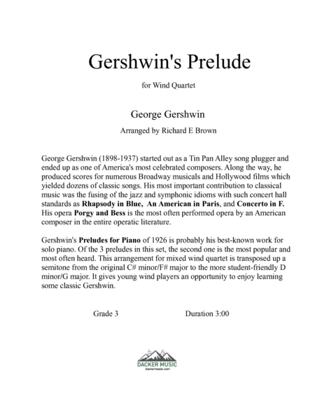 Gershwin's Prelude - Mixed Wind Quartet image number null