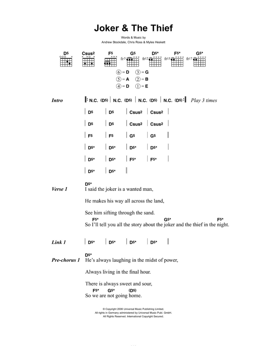 Joker & The Thief Joker & The Thief Acoustic Guitar scores gallery preview page 1