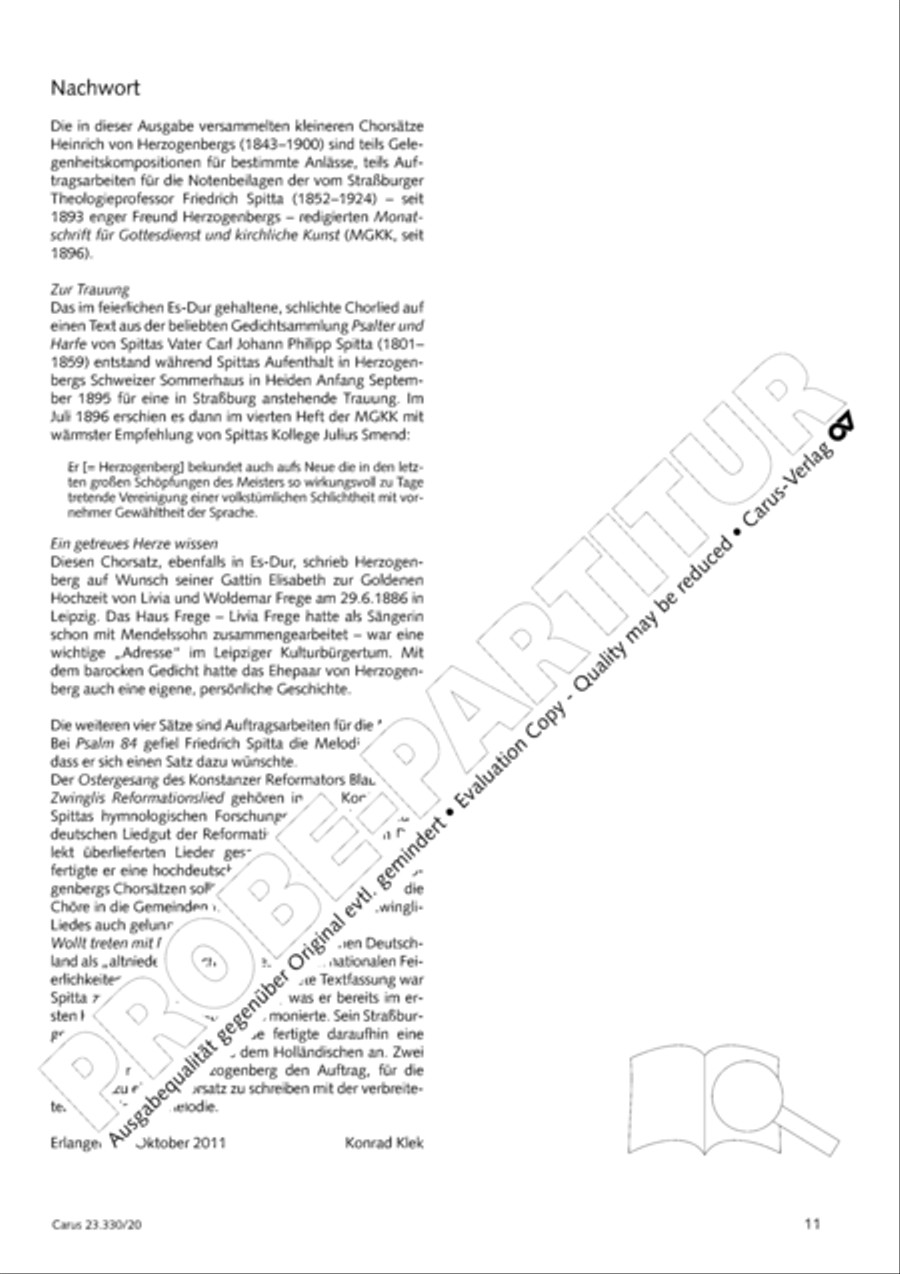 Sechs Chorsatze ohne Opuszahl Score scores gallery preview page 12