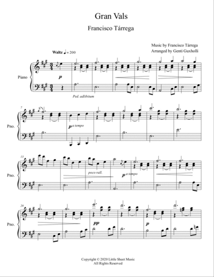 Gran Vals Piano Solo scores gallery preview page 2