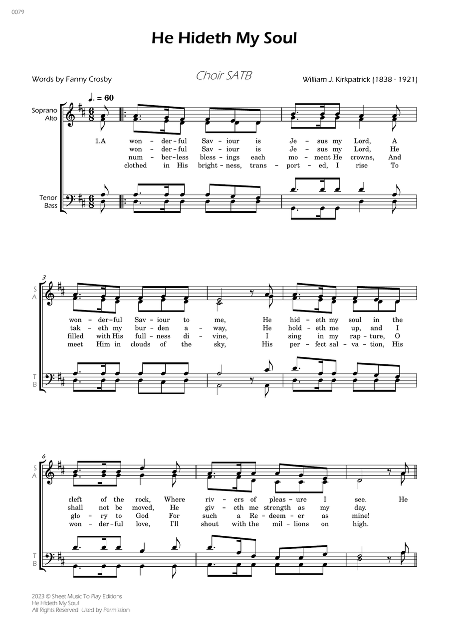 He Hideth My Soul - SATB Choir 4-Part scores gallery preview page 1