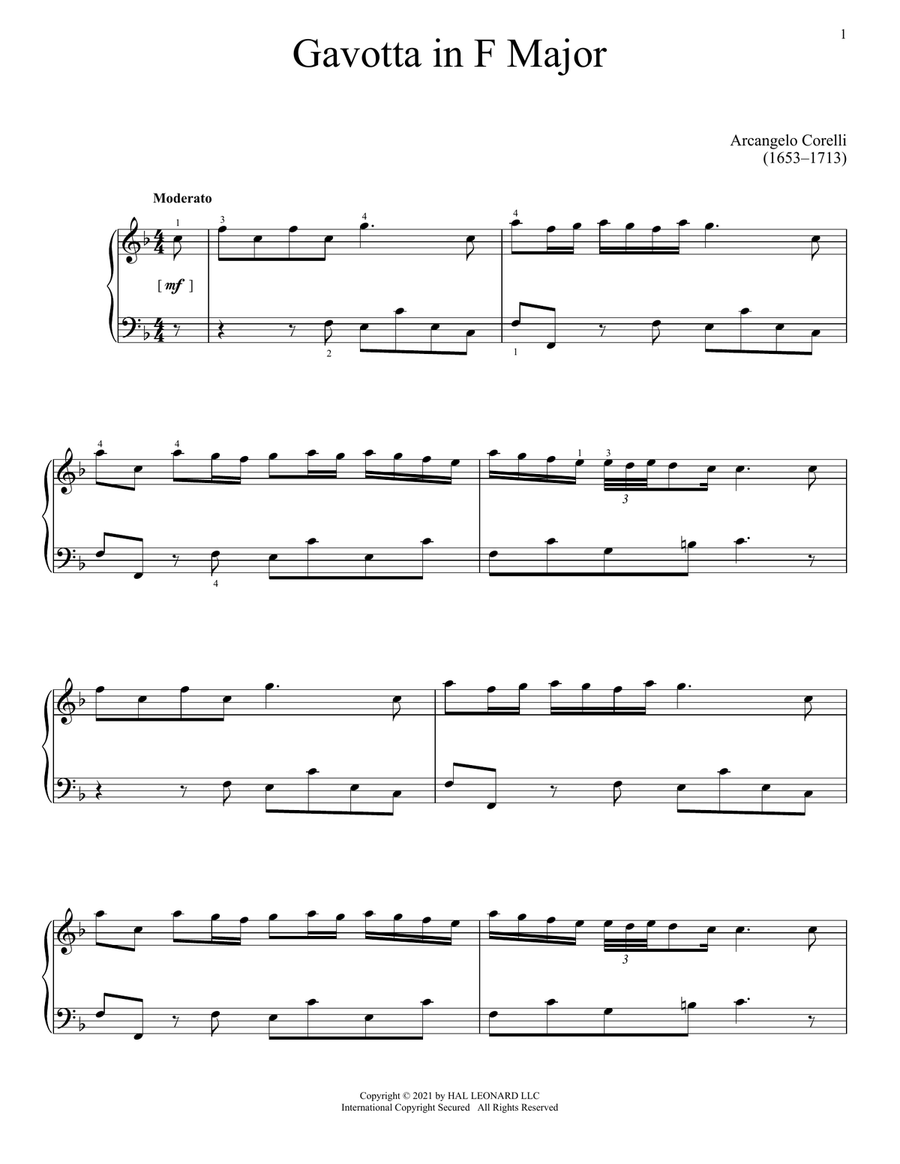 Gavotta In F Major Gavotta In F Major Piano Solo scores gallery preview page 1