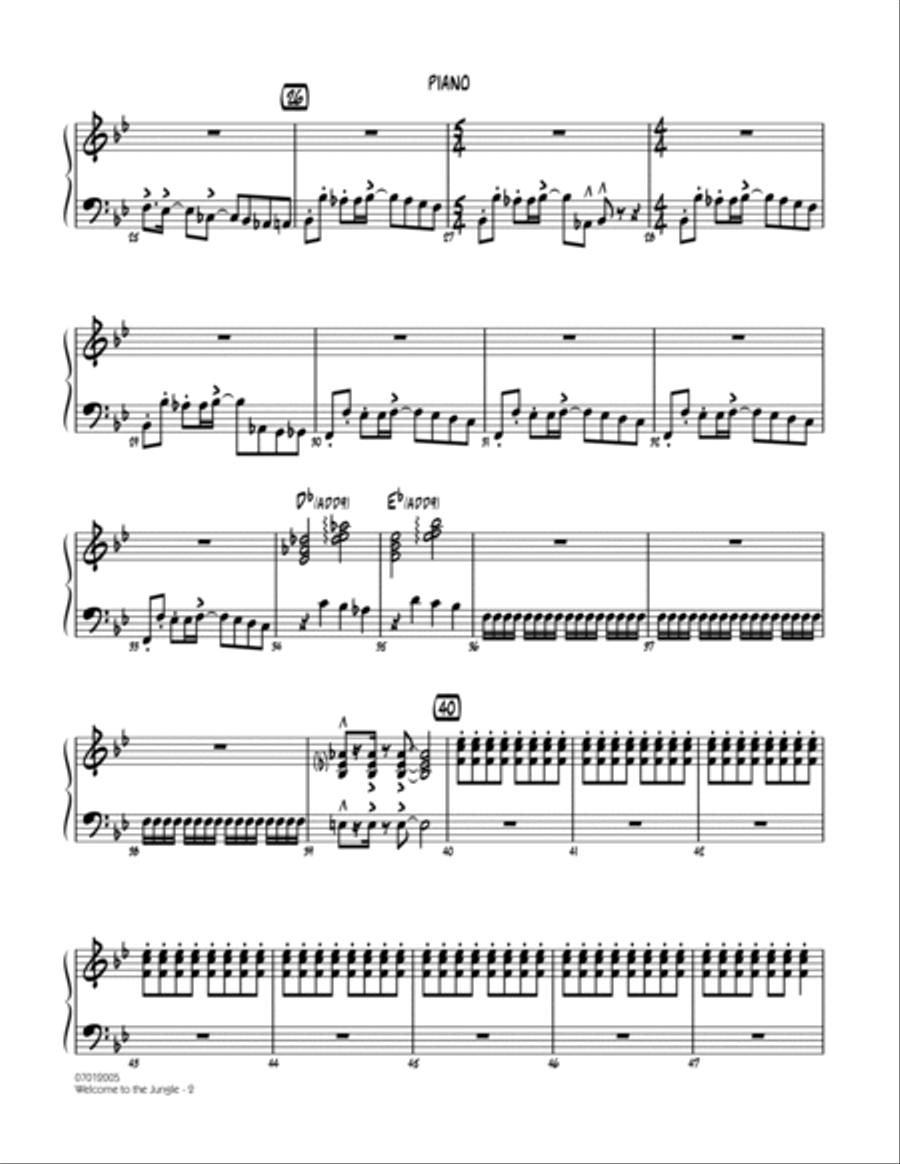 Welcome to the Jungle - Piano Jazz Ensemble scores gallery preview page 2