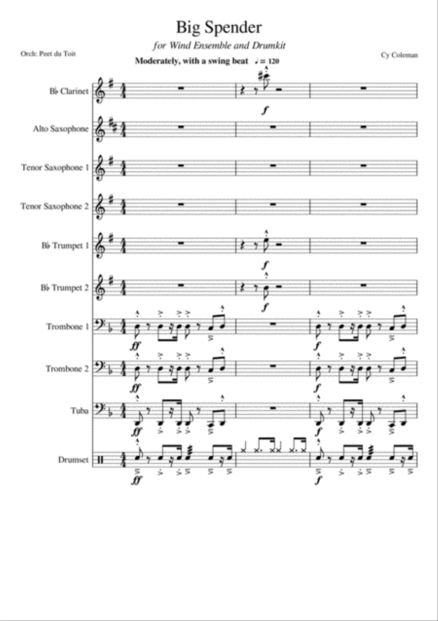 Big Spender Small Ensemble scores gallery preview page 1
