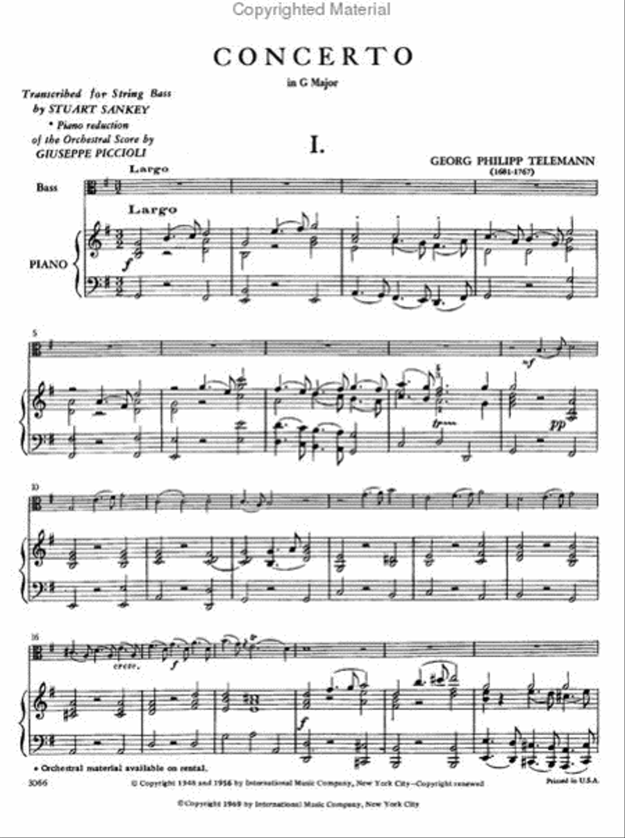 Concerto In G Major (Solo Tuning) Double Bass scores gallery preview page 2