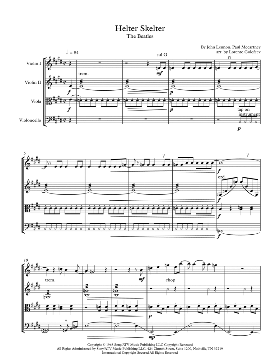 Helter Skelter Helter Skelter String Quartet scores gallery preview page 1