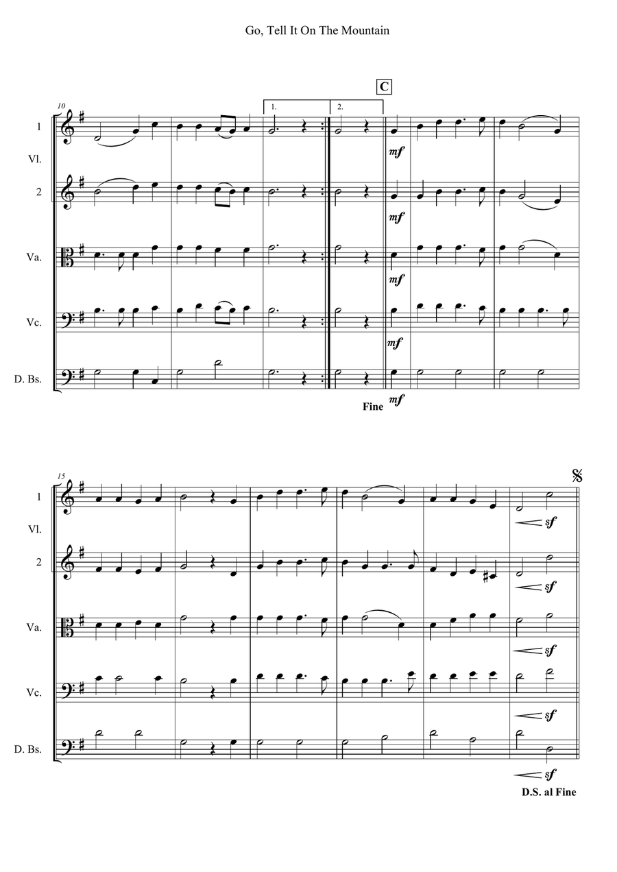 Go, Tell It On The Mountain String Orchestra scores gallery preview page 2