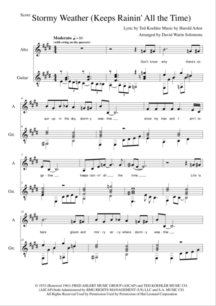 Stormy Weather Piano, Vocal, Guitar scores gallery preview page 1