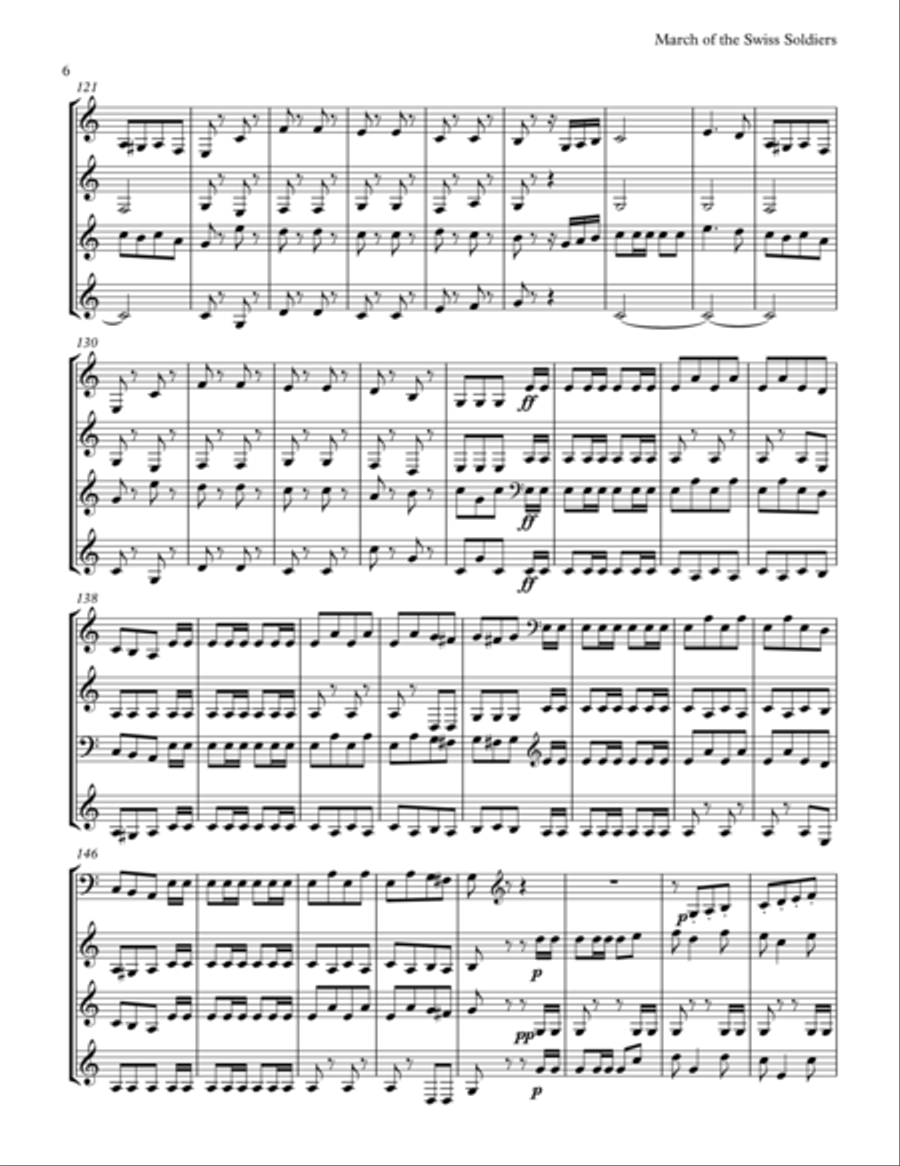 Rossini: March of the Swiss Soldiers from William Tell Overture for Horn Quartet French Horn Quartet scores gallery preview page 6