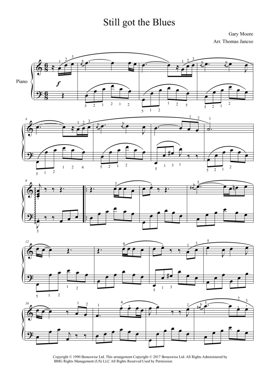 Still Got The Blues Piano Solo scores gallery preview page 1