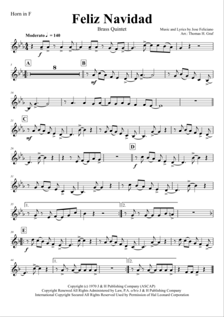 Feliz Navidad Euphonium scores gallery preview page 6