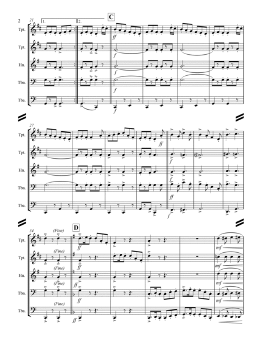 March - Garry Owen (for Brass Quintet) Brass Quintet scores gallery preview page 3