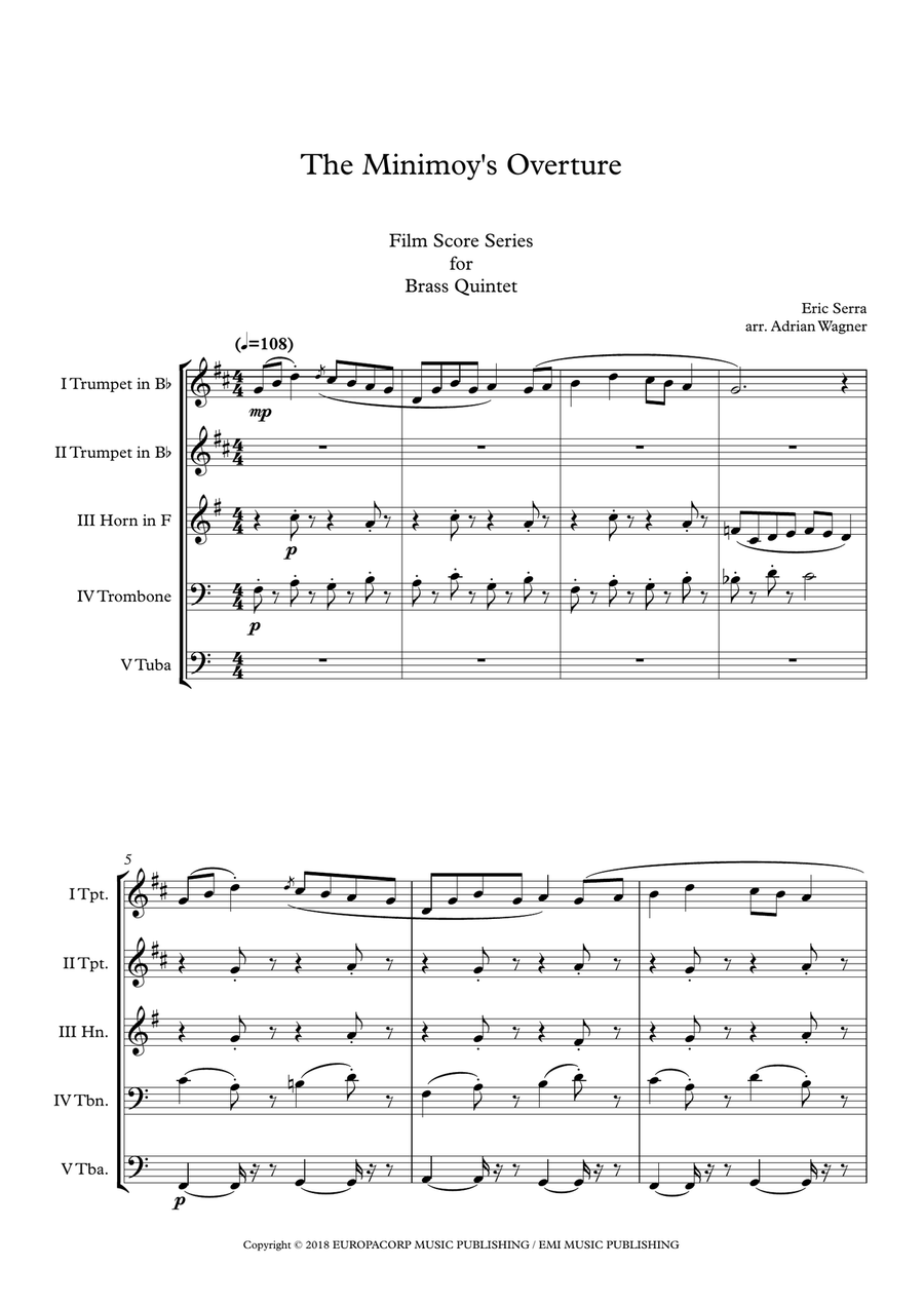 The Minimoys Overture Brass Quintet scores gallery preview page 3