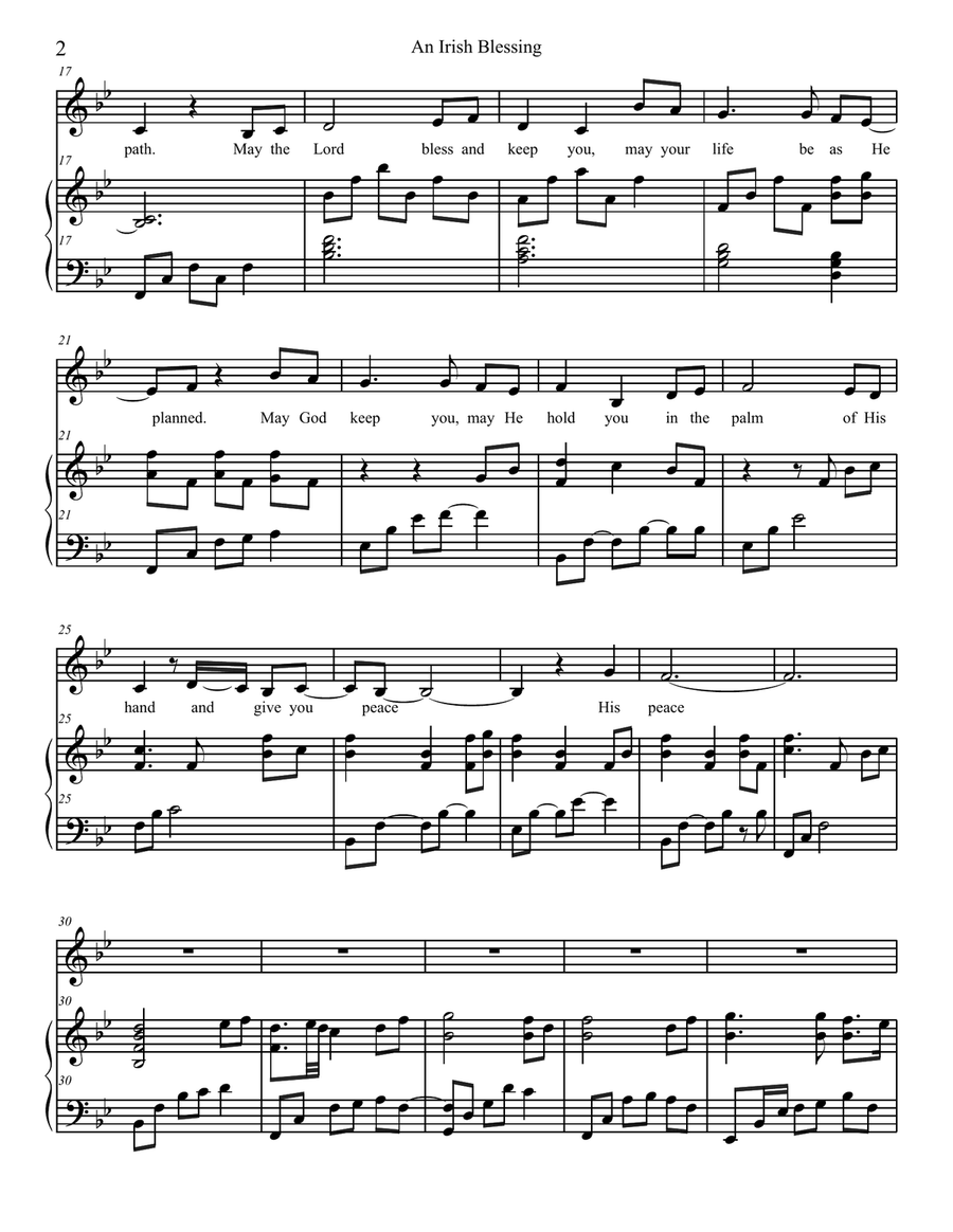 An Irish Blessing An Irish Blessing Piano, Vocal scores gallery preview page 2