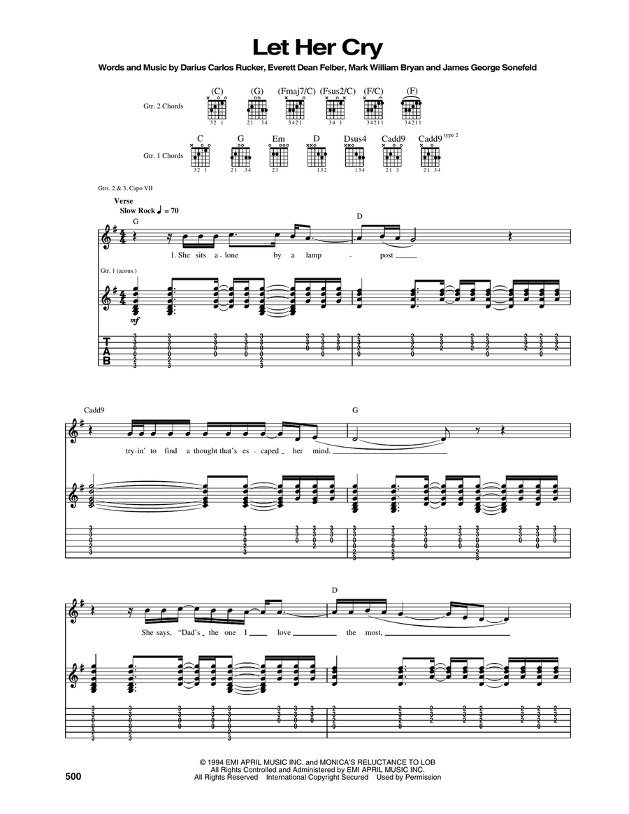 Let Her Cry Let Her Cry Acoustic Guitar scores gallery preview page 1