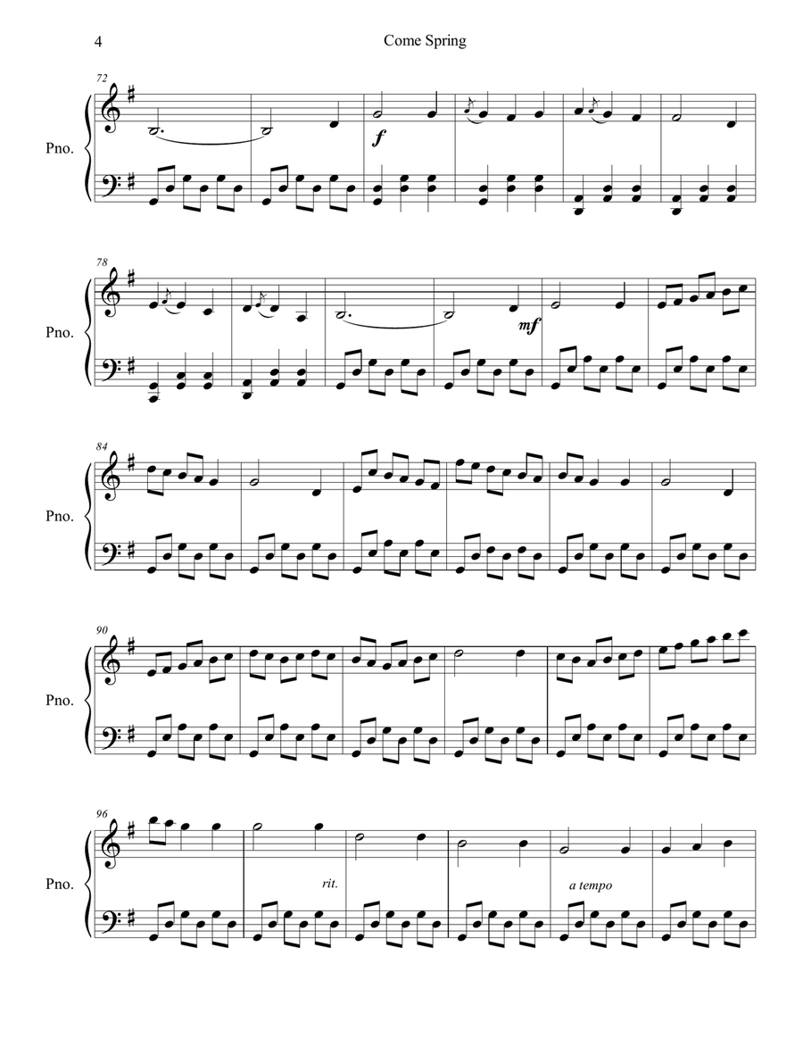 Come Spring Come Spring Piano Solo scores gallery preview page 4