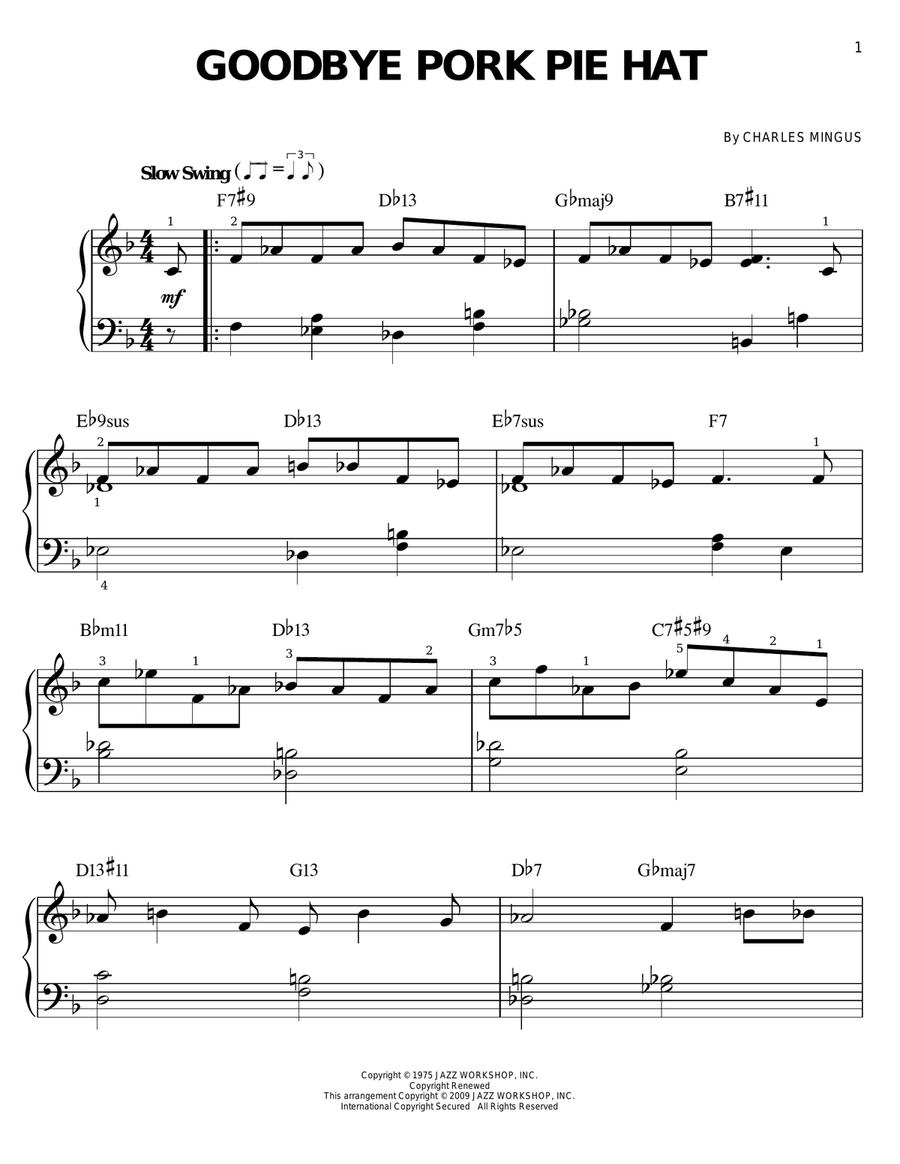 Goodbye Pork Pie Hat Goodbye Pork Pie Hat Easy Piano scores gallery preview page 1