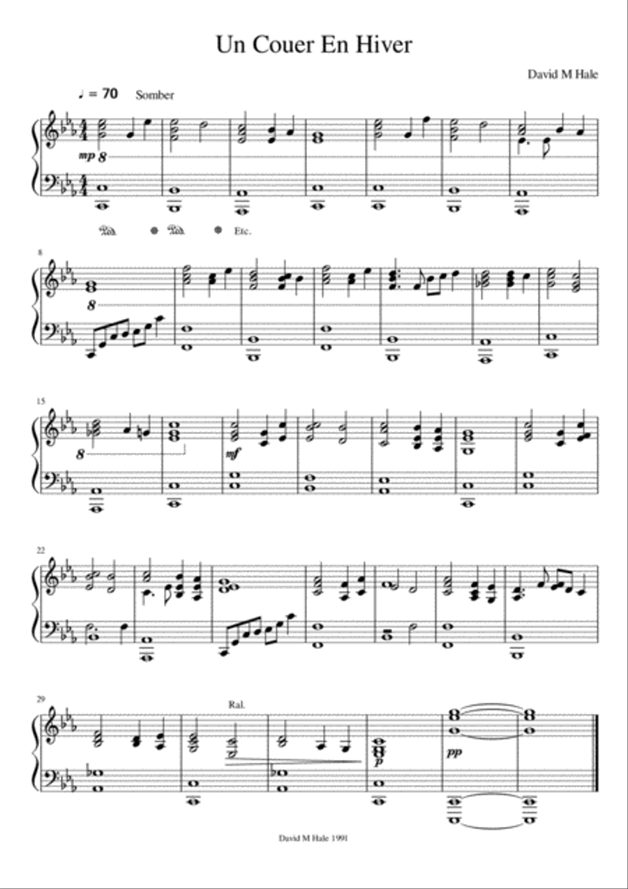 Un Couer En Hiver (A Heart In Winter) Easy Piano scores gallery preview page 1