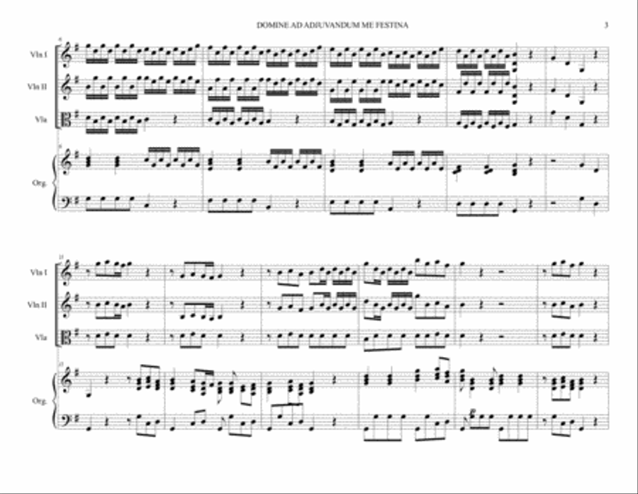 DOMINE AD ADJUVANDUM ME FESTINA - RV 593 - Arr. for Trio String, SATB Choir and Organ 4-Part scores gallery preview page 3