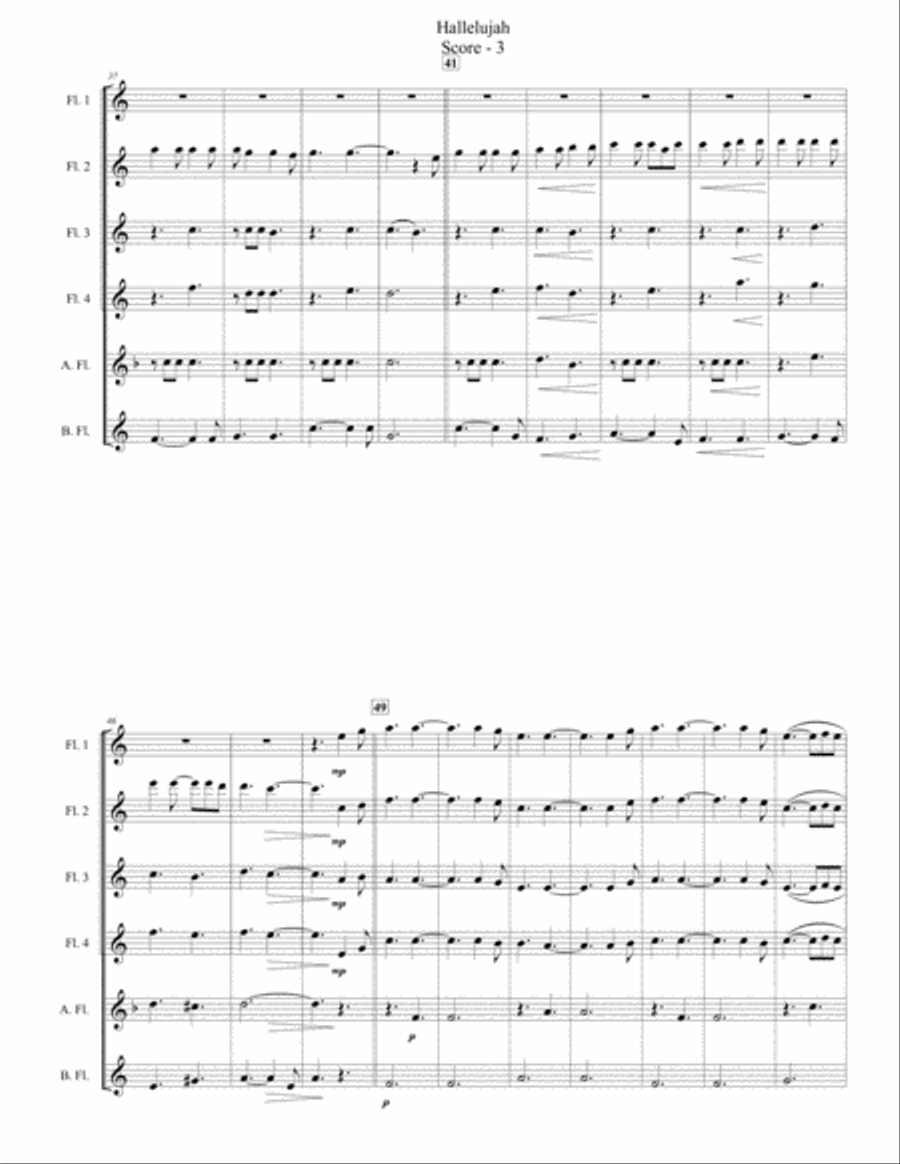 Hallelujah Hallelujah Flute Choir scores gallery preview page 3