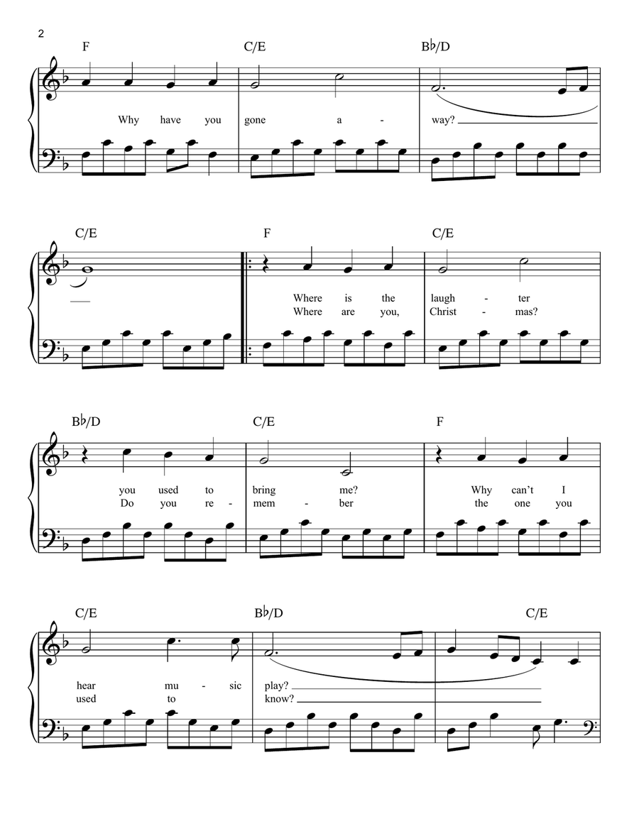 Where Are You Christmas? (from How The Grinch Stole Christmas) Easy Piano scores gallery preview page 2