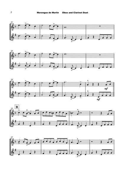 Merengue de Merlín, for Oboe and Clarinet Duet