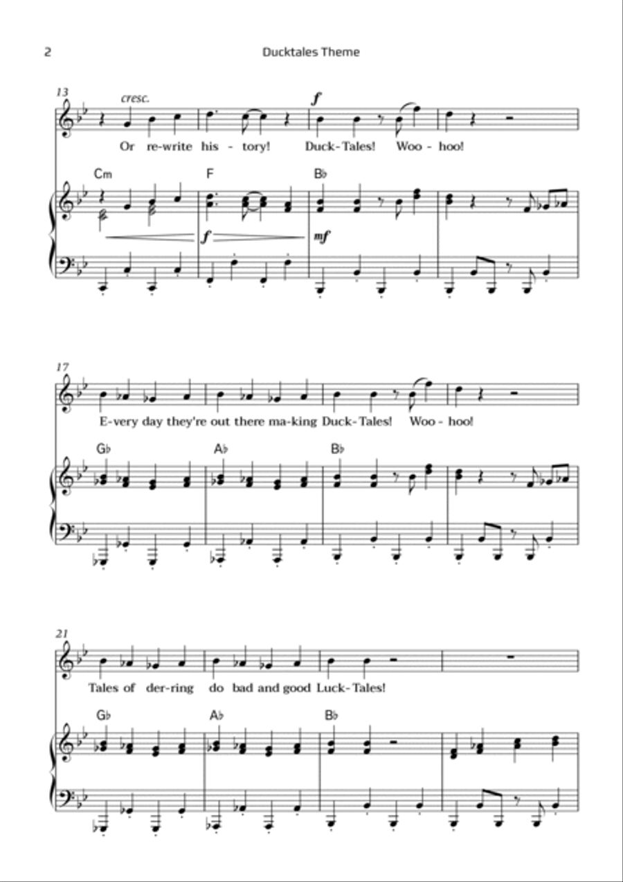 Ducktales Theme Ducktales Theme Chamber Music scores gallery preview page 2
