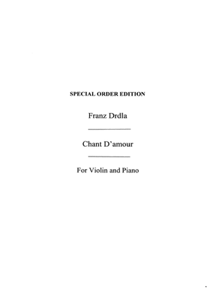 Book cover for Drdla Chant D Amour Op 31 Violin/ Piano