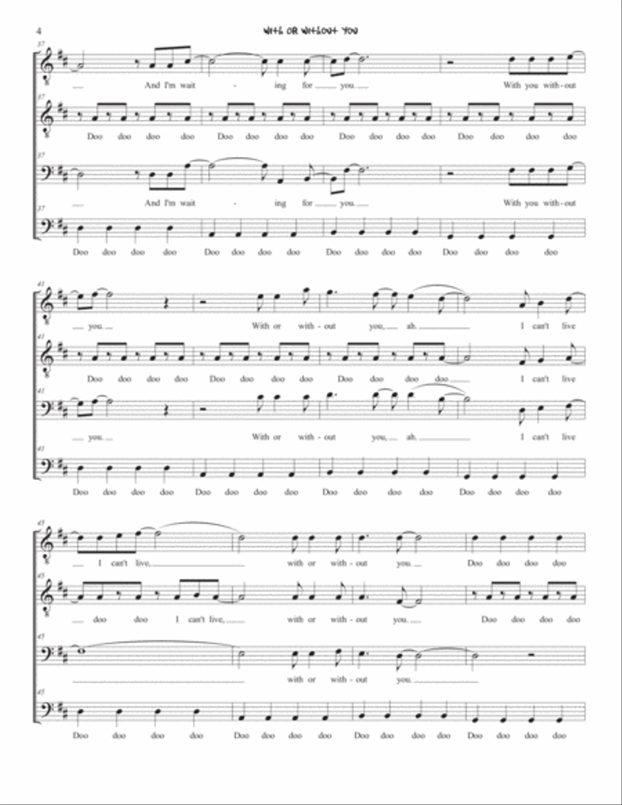With Or Without You TTBB scores gallery preview page 4