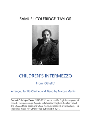 Book cover for Children's Intermezzo from 'Othello' by S. Coleridge-Taylor for Bb Clarinet & Piano