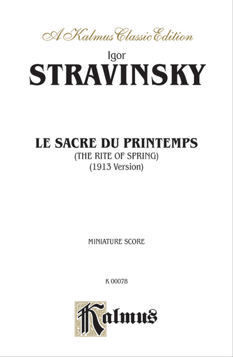 Le Sacre du Printemps (The Rite of Spring) Full Orchestra scores gallery preview page 1