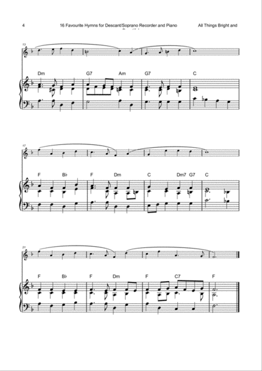 16 Favourite Hymns Vol.1 for Descant Recorder and Piano Soprano Recorder scores gallery preview page 5