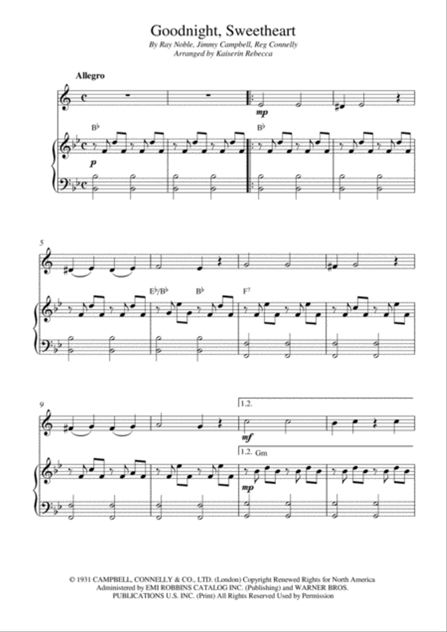 Goodnight Sweetheart Trumpet Solo scores gallery preview page 1