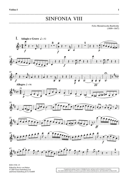 Sinfonia No. 8 in D major MWV N 8