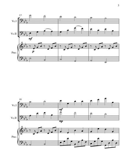 Canon - Johann Pachelbel - 2 Cellos and Piano - Intermediate/ Advanced Intermediate Level image number null