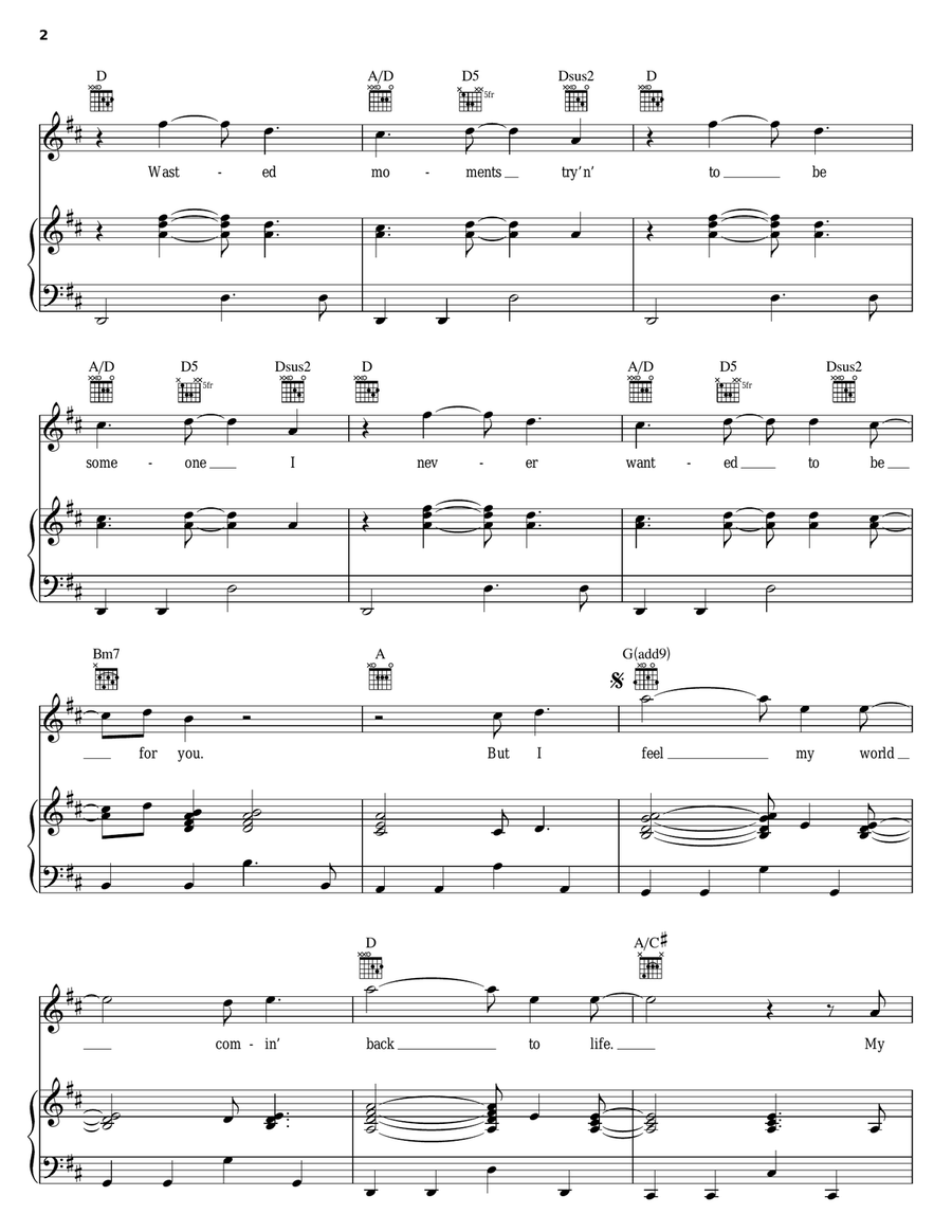 Outside Looking In Piano, Vocal, Guitar scores gallery preview page 2
