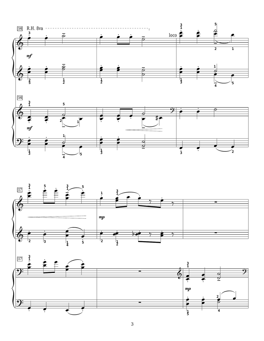 Up On The Housetop Piano Duet scores gallery preview page 3
